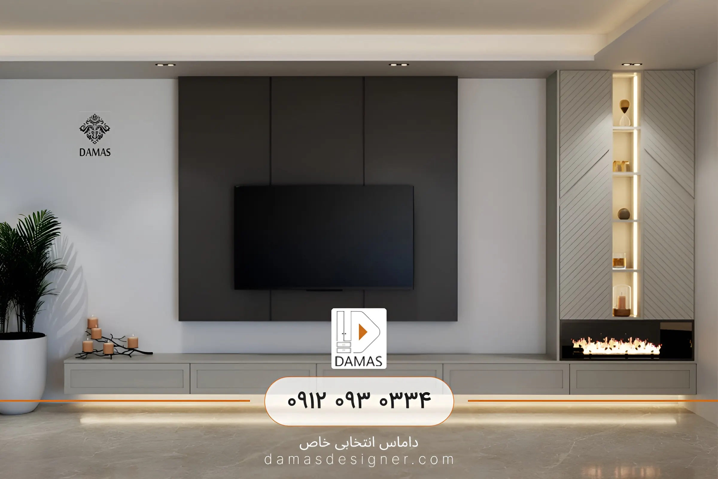 طراحی و اجرای تی وی وال طوسی و گریژ در کرج